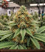 OG Kush Feminisiert – charakteristischer Kush-Wuchs mit kompakter Blütenstruktur unter LED-Beleuchtung